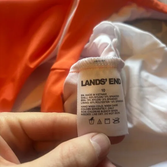 Land's End Papaya Orange Swim Skirt (8) & Tankini Top (10) Set NWT - Picture 9 of 10